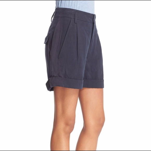 Vince Navy Blue Slouchy Rolled Cuff Shorts - Picture 14 of 15